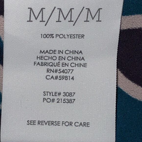 CAbi #3087 Size M  Warhol Teal & Purple Floral Sleeveless Blouse Top EUC - Picture 5 of 5